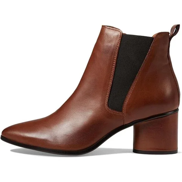 Miz Mooz Julianne Boots Women's US 7.5-8 Brandy Leather Side Zip Block Heel P400